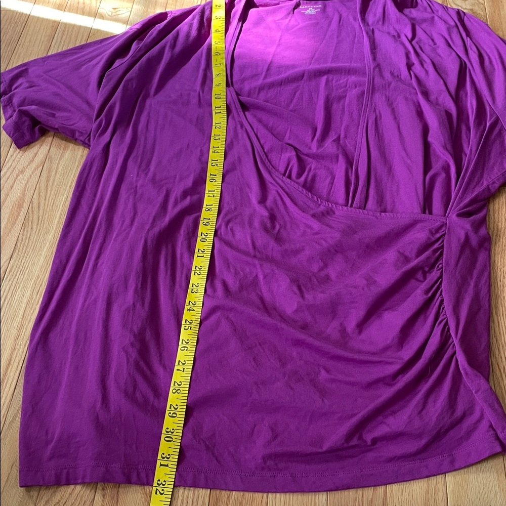 Lands' End Top Womens 3X Purple Wrap Front Short Sleeve Active Workout Lounge - Picture 6 of 9